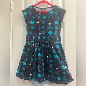 Princess Awesome "Gravity Assist" Teal and Black Cap Sleeve Dress